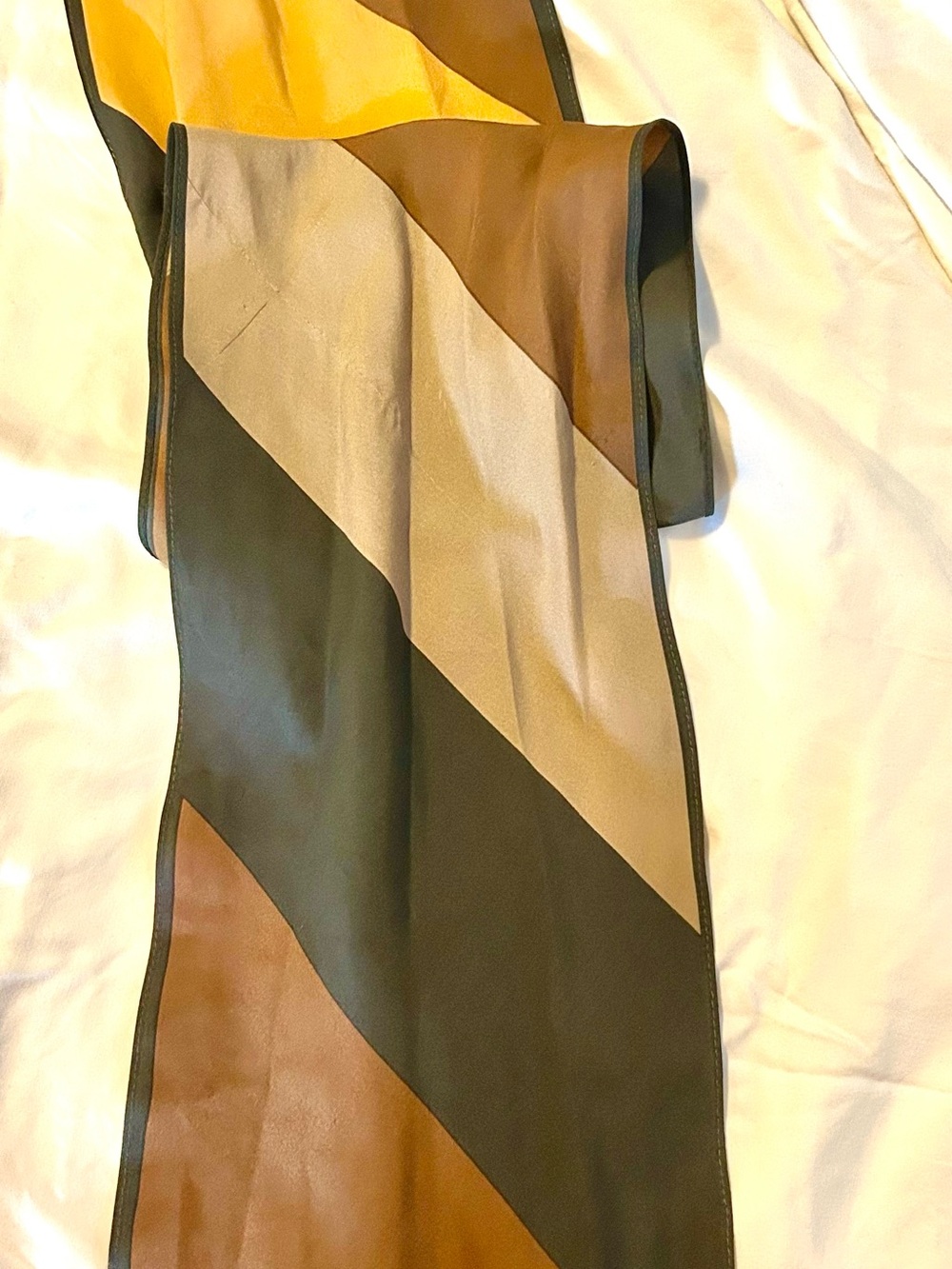 Vera Silk Scarf Brown Neutral Colorblock Oblong Long Designer Scarf